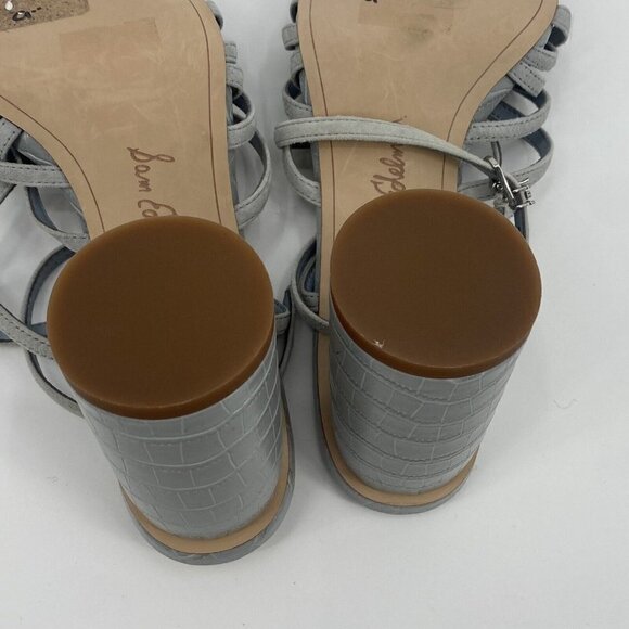 SAM EDELMAN Size 8.5 Cloud Blue Leather Daffodil Strappy Heeled Sandal - Picture 9 of 10
